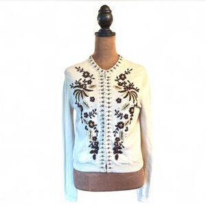 Cashmere silk lined beaded cardigan by Moda International